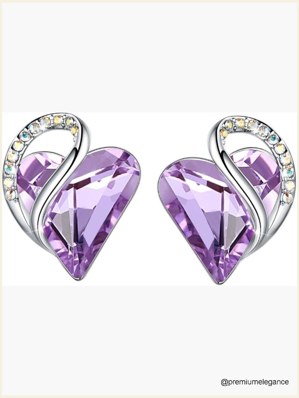 Heart Stud Earrings with Birthstone Crystals, Silver Plated Gift